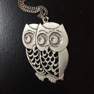 Vintage Pewter Owl Necklace